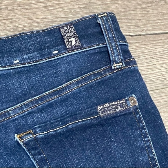 7 For All Mankind Womens The Ankle Skinny Dark Wash Raw Chewed Hem Size 25 - Picture 12 of 12